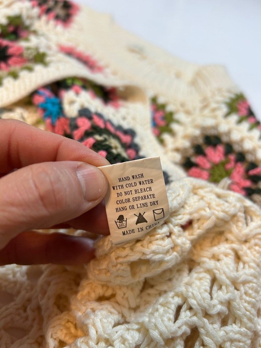 Patchwork Indie Crochet Granny Square Openknit XS Boho Cottagecore Fairy Sweater - Picture 6 of 9